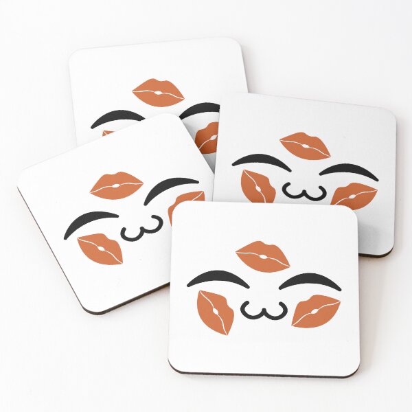 Item preview, Cute kawaii uwu brown kiss marks face designed and sold by BlushyPrint.