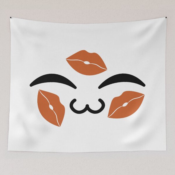 Item preview, Cute kawaii uwu brown kiss marks face designed and sold by BlushyPrint.