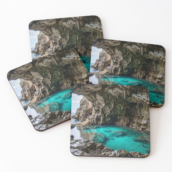 Item preview, Interior of a cave with turquoise water designed and sold by Malisa345.