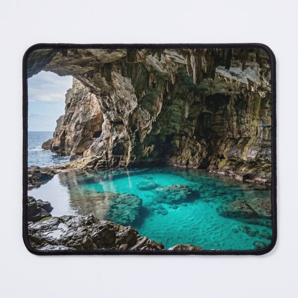Item preview, Interior of a cave with turquoise water designed and sold by Malisa345.