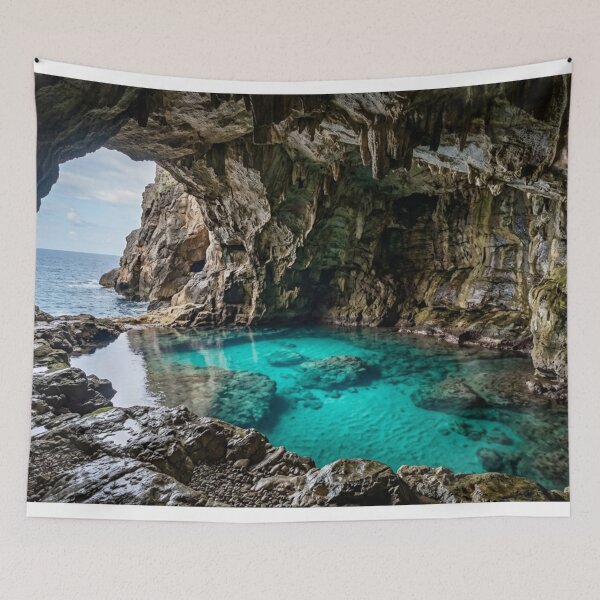 Item preview, Interior of a cave with turquoise water designed and sold by Malisa345.