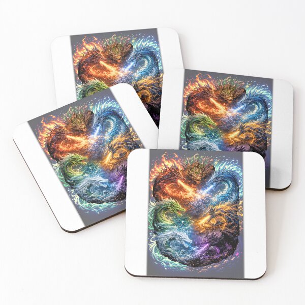 Item preview, 7 Elemental Dragons Anime Aura – Fire Water Earth Wind Thunder Spirit Darkness Fantasy Design designed and sold by UmarSBazaaR.