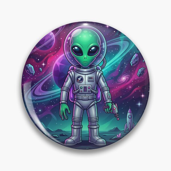 Item preview, Neon Space Alien Astronaut – Cute Sci-Fi Galaxy Character Illustration designed and sold by RuNeArTz123.