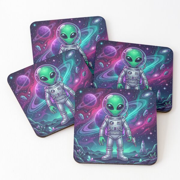 Item preview, Neon Space Alien Astronaut – Cute Sci-Fi Galaxy Character Illustration designed and sold by RuNeArTz123.