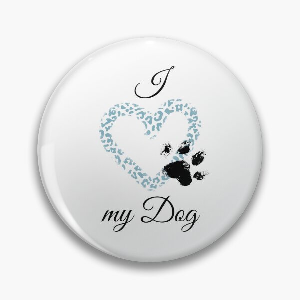Item preview, I Love my Dog Leopard Print Blue-gray Heart with Distressed Pawprint designed and sold by jeweleddesigns.