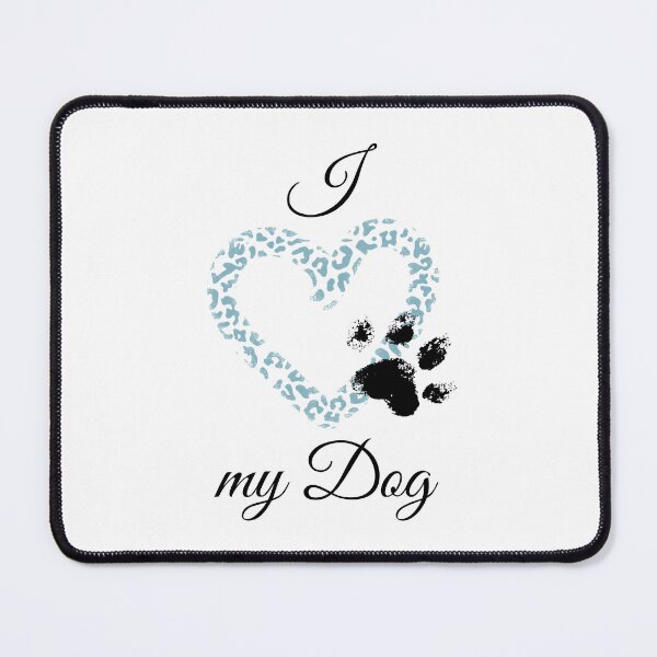 Item preview, I Love my Dog Leopard Print Blue-gray Heart with Distressed Pawprint designed and sold by jeweleddesigns.