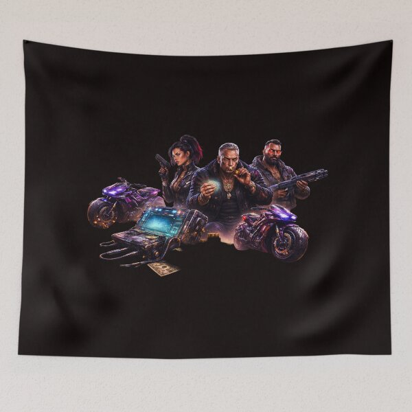 Item preview, cyberpunk gangster family neon city motorcycles money cyberpunk aesthetic designed and sold by HIGHSQUARE.