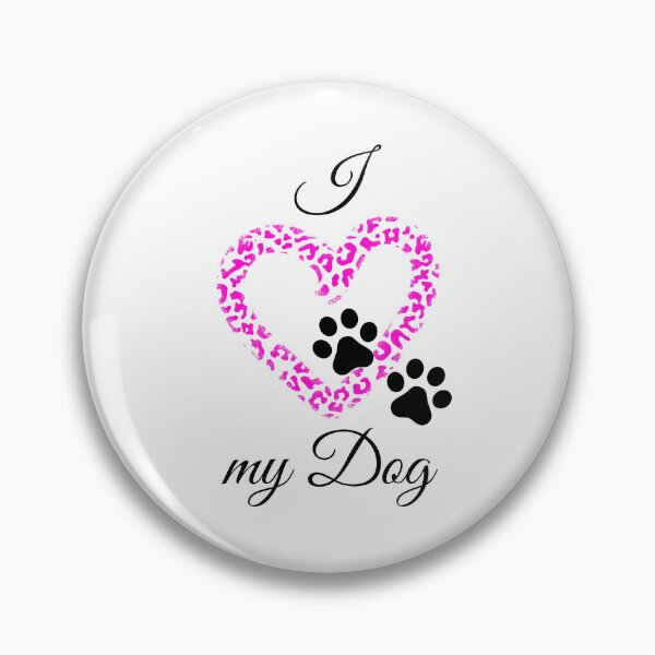 Item preview, I Love my Dog Leopard Print Pink Heart with Double Pawprint designed and sold by jeweleddesigns.