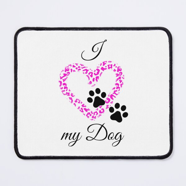 Item preview, I Love my Dog Leopard Print Pink Heart with Double Pawprint designed and sold by jeweleddesigns.
