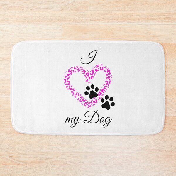 Item preview, I Love my Dog Leopard Print Pink Heart with Double Pawprint designed and sold by jeweleddesigns.