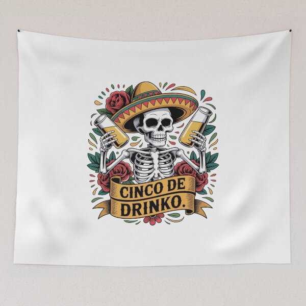 Item preview, Cinco De Drinko Skeleton Funny Drinking Shirt Cinco De Mayo Beer Fiesta Design designed and sold by Designgallery65.