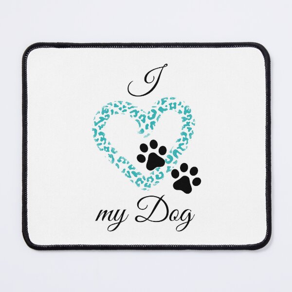 Item preview, I Love my Dog Leopard Print Teal Heart with Double Pawprint designed and sold by jeweleddesigns.