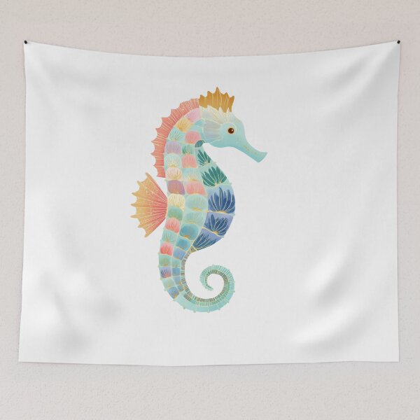 Item preview,  Seahorse Illustration – Minimal Ocean Marine Art with Coastal Aesthetic designed and sold by BobaBunny76.