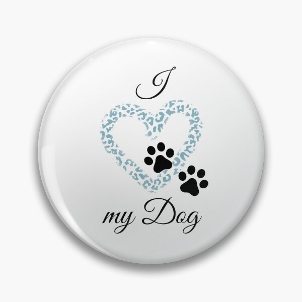 Item preview, I Love my Dog Leopard Print Blue-gray Heart with Double Pawprint designed and sold by jeweleddesigns.