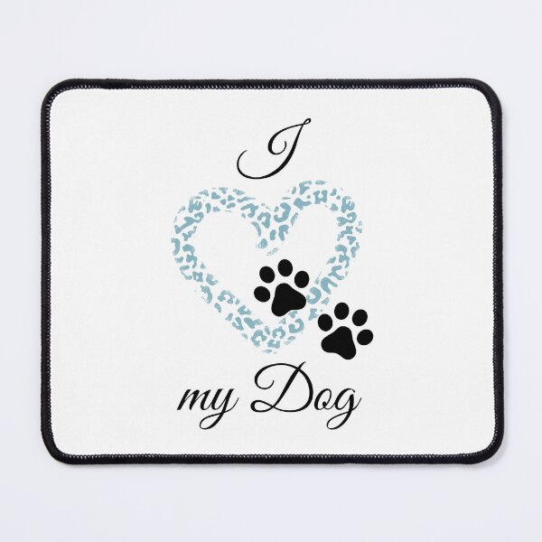 Item preview, I Love my Dog Leopard Print Blue-gray Heart with Double Pawprint designed and sold by jeweleddesigns.