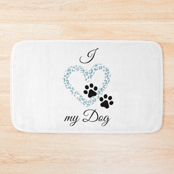Item preview, I Love my Dog Leopard Print Blue-gray Heart with Double Pawprint designed and sold by JeweledDesigns.