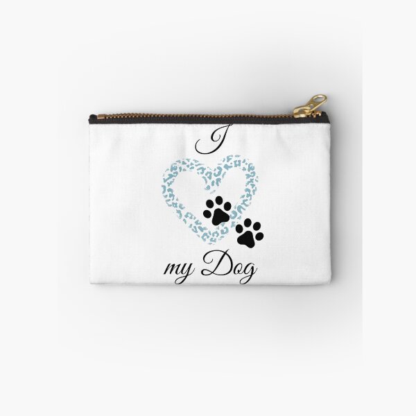 Item preview, I Love my Dog Leopard Print Blue-gray Heart with Double Pawprint designed and sold by jeweleddesigns.