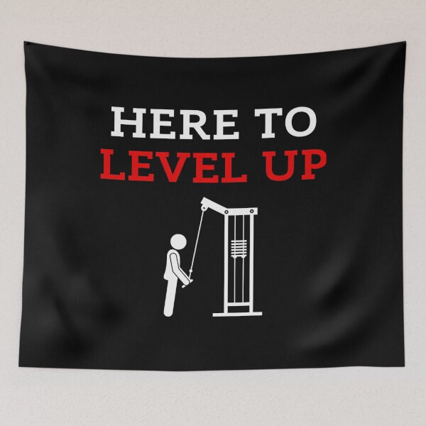 Item preview, Here To Level Up Funny Gymblack Background designed and sold by YaulTape.