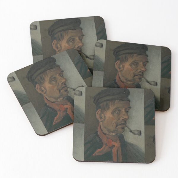 Item preview, Head of a Man With a Pipe by Vincent van Gogh: Rustic Portrait Poster designed and sold by artofuniverse.