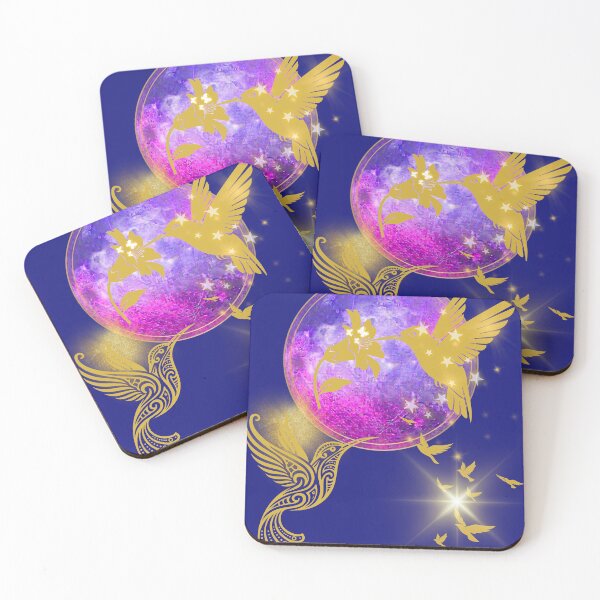 Item preview, Celestial Hummingbirds: Mystic Moon and Golden Flight designed and sold by Diseño que alegran tu día.