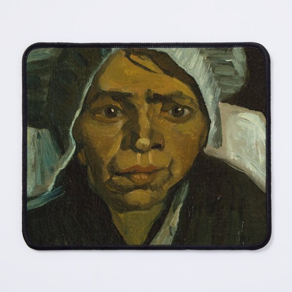 Item preview, Copy of Head of a Peasant by Vincent van Gogh: Moody Post Impressionist Portrait designed and sold by artofuniverse.