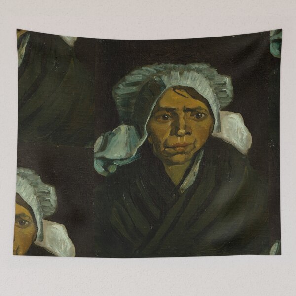 Item preview, Copy of Head of a Peasant by Vincent van Gogh: Moody Post Impressionist Portrait designed and sold by artofuniverse.