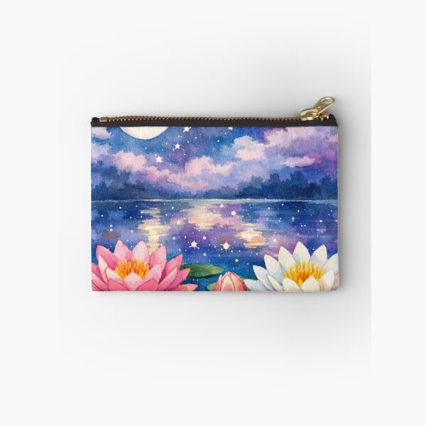 Item preview, Moonlit Lotus Lake Watercolor Art designed and sold by TessaraDesigns.