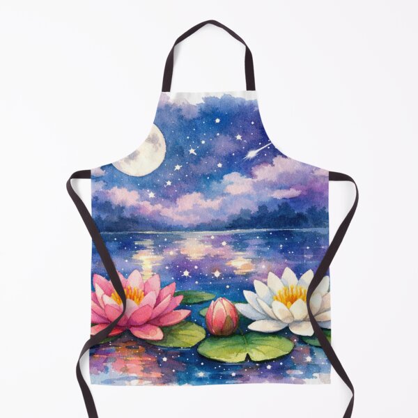 Item preview, Moonlit Lotus Lake Watercolor Art designed and sold by TessaraDesigns.