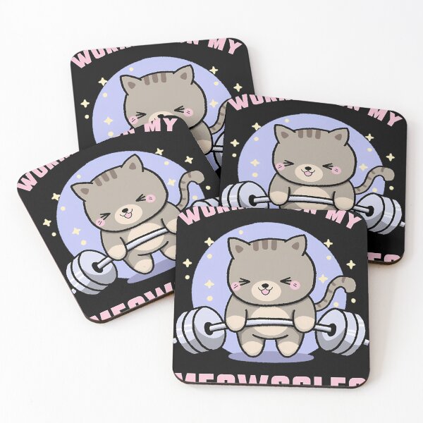 Item preview, Weight Lifting Cartoon Gym Cat  Funny Cat Working Out designed and sold by YaulTape.