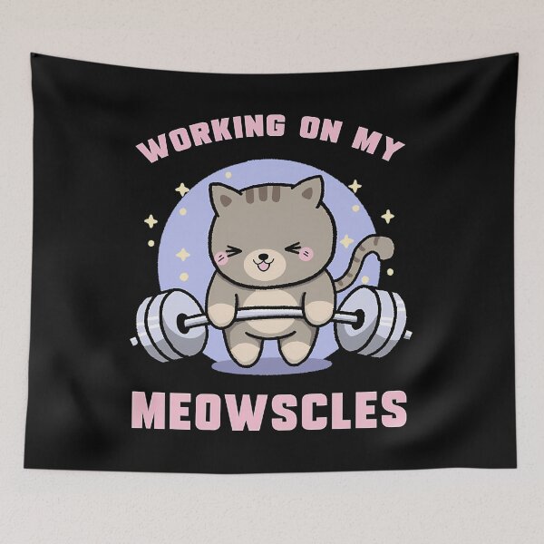 Item preview, Weight Lifting Cartoon Gym Cat  Funny Cat Working Out designed and sold by YaulTape.