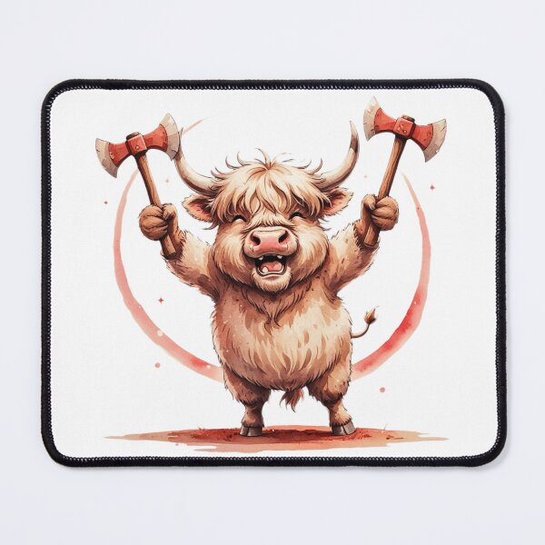 Item preview, Funny Highland Cow Barbarian with Dual Axes RPG Art designed and sold by AQUILAKREO.