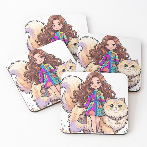 Item preview, A girl and a cat designed and sold by PP&RAINBOW SHOP.