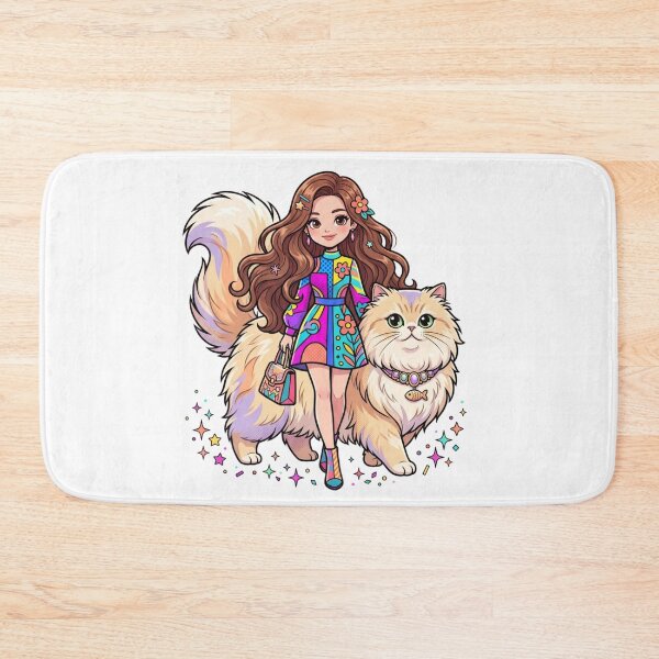 Item preview, A girl and a cat designed and sold by PP&RAINBOW SHOP.