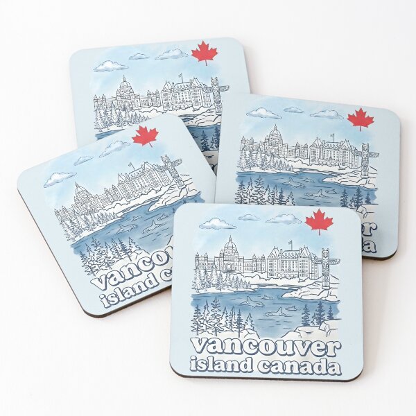 Item preview, Vancouver Island BC Blue Simple Watercolor Landscape Nature designed and sold by HowToCanadian.