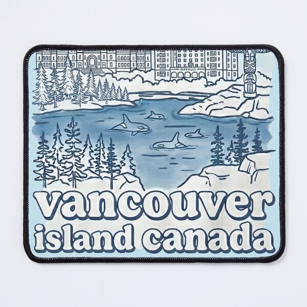 Item preview, Vancouver Island BC Blue Simple Watercolor Landscape Nature designed and sold by HowToCanadian.