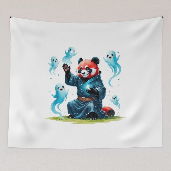 Item preview, Cute Red Panda Necromancer Summoning Ghosts Watercolor designed and sold by AQUILAKREO.