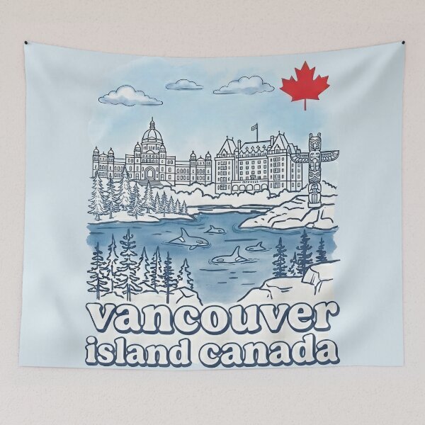 Item preview, Vancouver Island BC Blue Simple Watercolor Landscape Nature designed and sold by HowToCanadian.