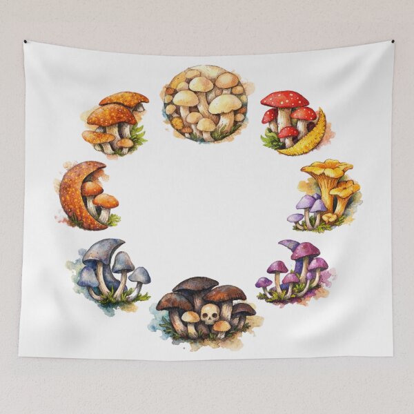 Item preview, Mushroom Moon Phases Watercolor Art designed and sold by TessaraDesigns.