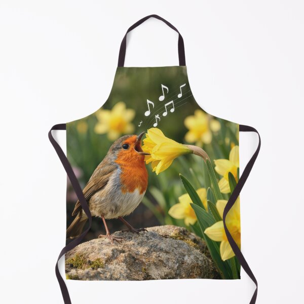 Item preview, Robin Singing into a Yellow Daffodil designed and sold by Maria Dryfhout.