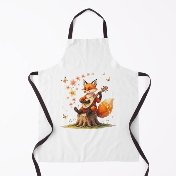 Item preview, Whimsical Fox Bard Playing Lute in Flower Field Art designed and sold by AQUILAKREO.
