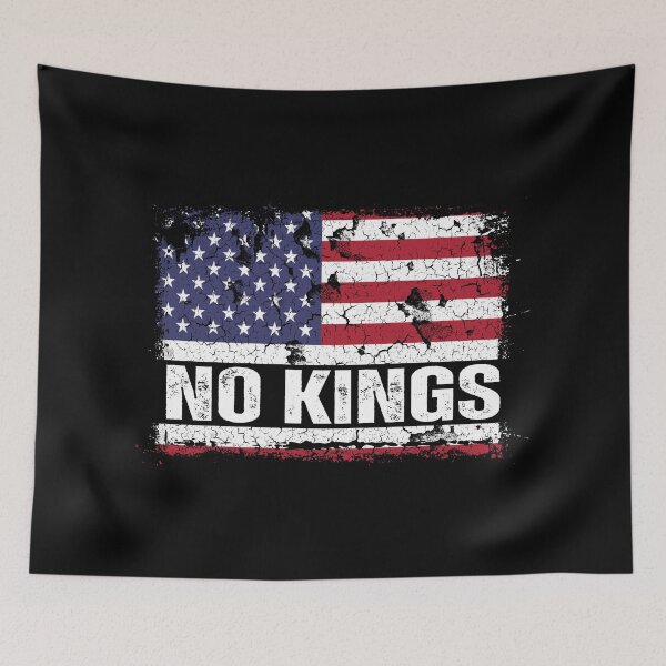 Item preview, Anti Trump No Kings Protest Vintage American Flag on Black designed and sold by Artycom.