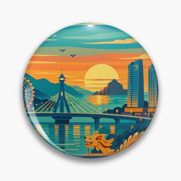 Item preview, Da Nang Vietnam river skyline sunset travel poster designed and sold by MatthewHeights.