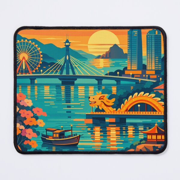 Item preview, Da Nang Vietnam river skyline sunset travel poster designed and sold by MatthewHeights.