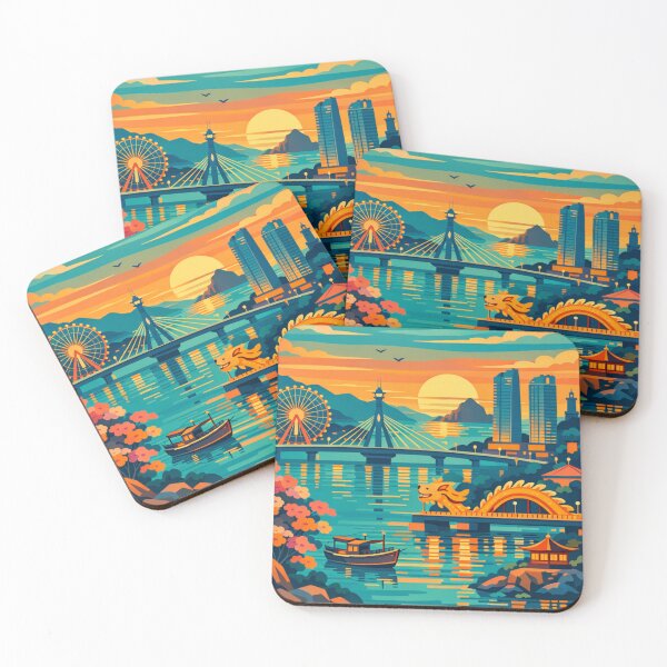 Item preview, Da Nang Vietnam river skyline sunset travel poster designed and sold by MatthewHeights.