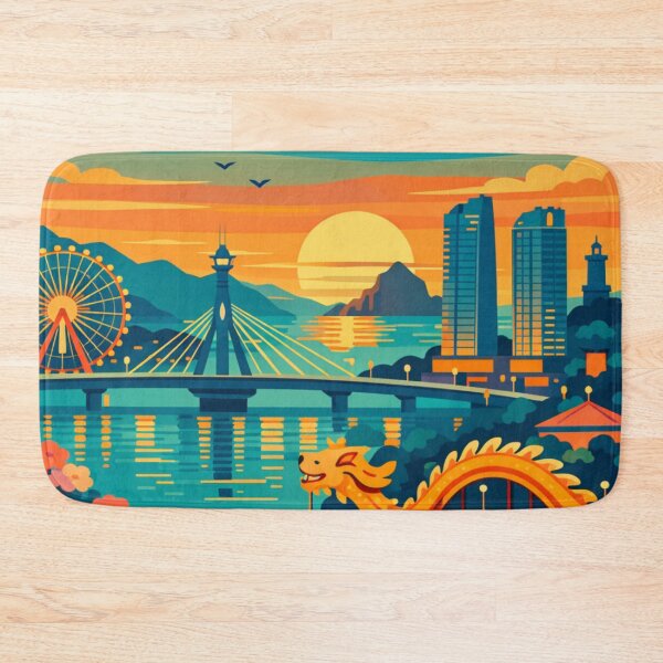 Item preview, Da Nang Vietnam river skyline sunset travel poster designed and sold by MatthewHeights.