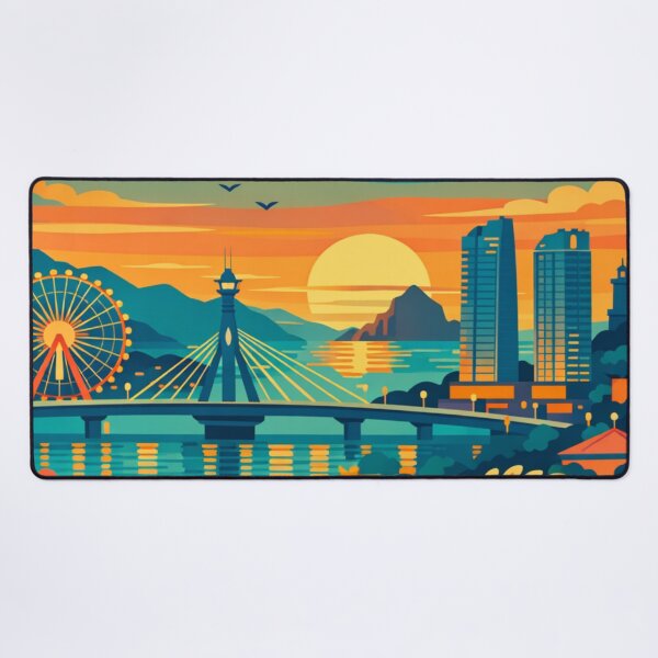 Item preview, Da Nang Vietnam river skyline sunset travel poster designed and sold by MatthewHeights.