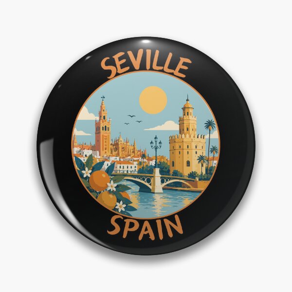 Item preview, Seville in Andalusia, Spain, Retro Travel Art Circle Emblem designed and sold by MaateoDesign.