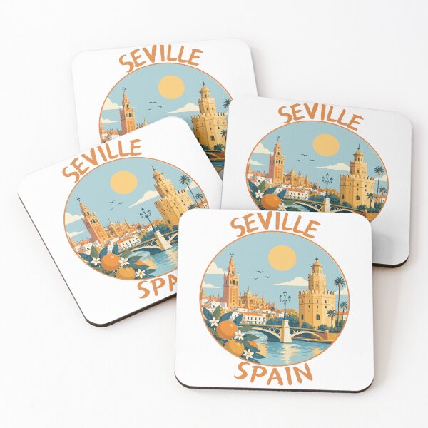 Item preview, Seville in Andalusia, Spain, Retro Travel Art Circle Emblem designed and sold by MaateoDesign.
