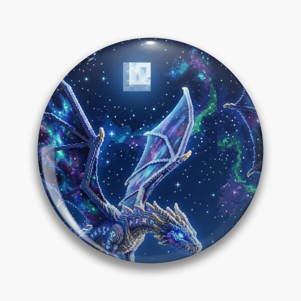 Item preview, Cosmic Dragon Flying over Voxel Mountains designed and sold by FreyaArt16.