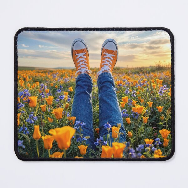 Item preview, Orange Sneakers in a Flower Field designed and sold by Maria Dryfhout.